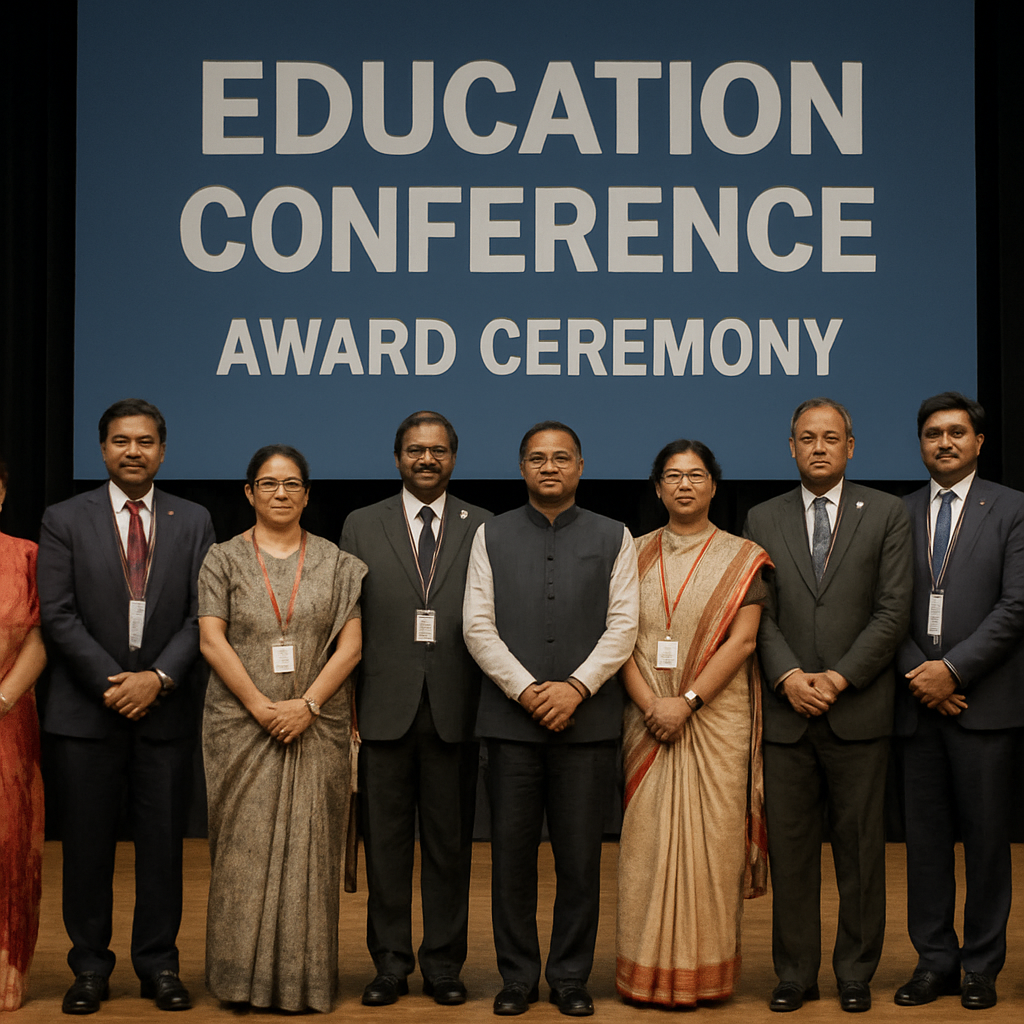 Officials at an education award ceremony